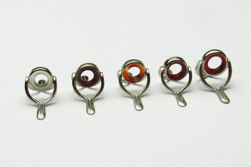 Guide de dénudage de canne à mouche en agate NOS 8 mm (LOT DE 5) AMBRE ROUGE MIX Argent