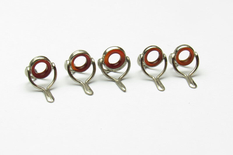 Guide de dénudage pour canne à mouche en agate NOS 7 + 8 mm (LOT DE 5 PIÈCES) AMBRE ROUGE MIX Argent
