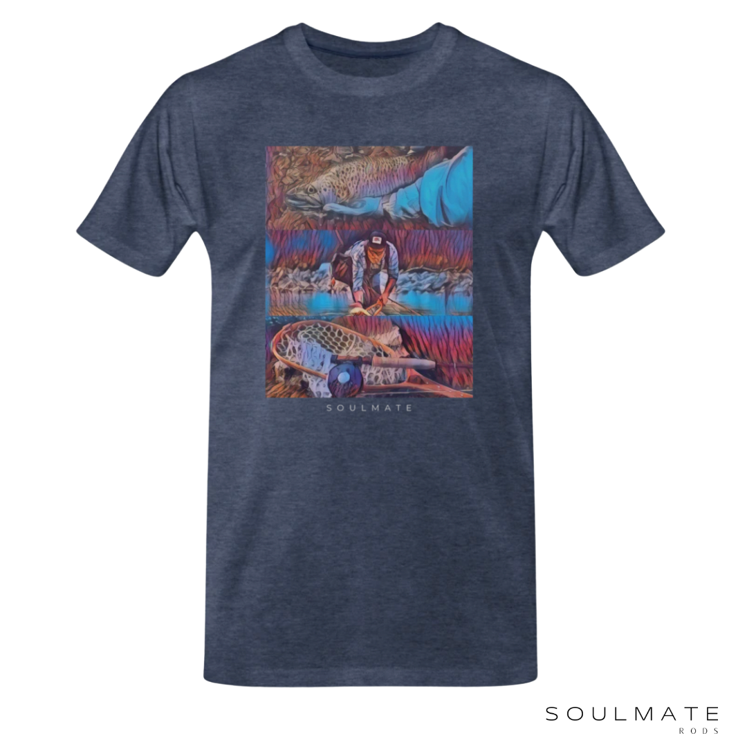 T-shirt Soulmate bleu chiné FISH PSYCHO TEE