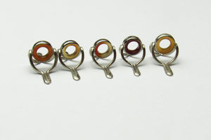 Guide de dénudage de canne à mouche en agate NOS 8 mm (LOT DE 5) AMBRE ROUGE MIX Argent