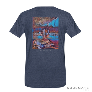 Soulmate T-Shirt Blue Melange FISH PSYCHO & LOGO TEE