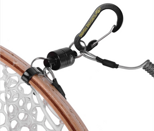 Sunshine landing net magnet with retainer and carabiner