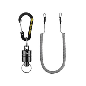Sunshine landing net magnet with retainer and carabiner